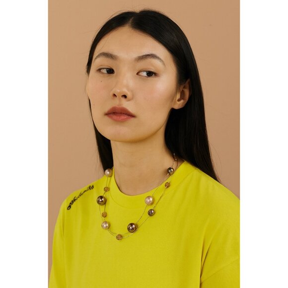 VTG RMN Beaded Necklace – Two-Strand Design with Large Pearl-Style and Pink Bead - Picture 4 of 4